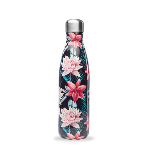 BOUTEILLE ISOTHERME TROPICAL FLOWER NOIR